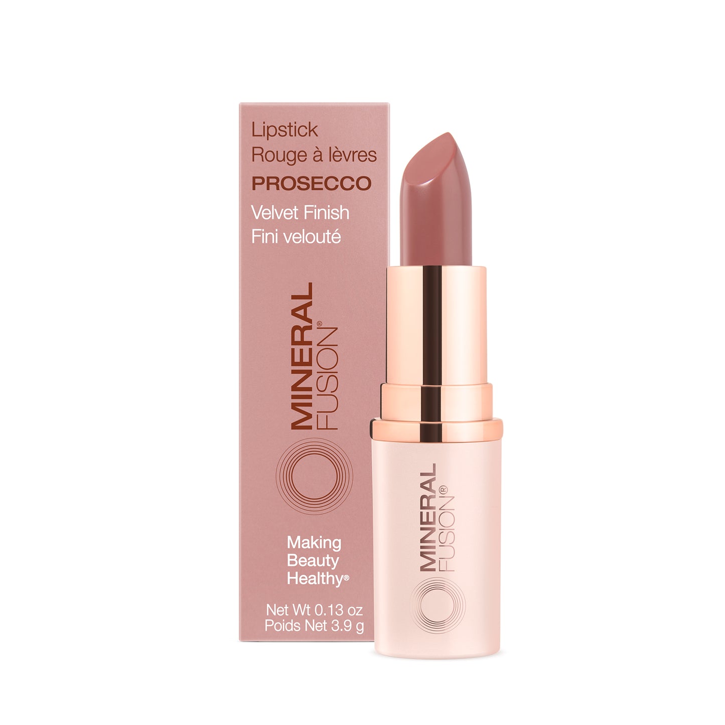This image features a stylish tube of lipstick in a soft peach shade, labeled "LIPSTICK". The product boasts a "Velvet Finish" and is presented in a sleek, modern packaging with a rose gold accent.