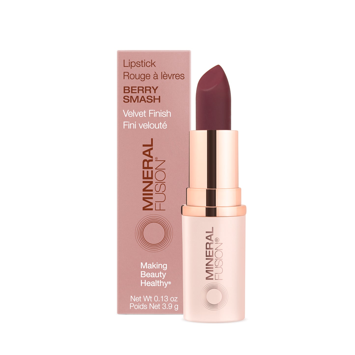 This image features a stylish tube of lipstick in a soft peach shade, labeled "LIPSTICK". The product boasts a "Velvet Finish" and is presented in a sleek, modern packaging with a rose gold accent.