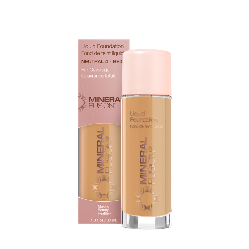 Mineral Fusion liquid foundation bottle and packaging on a white background